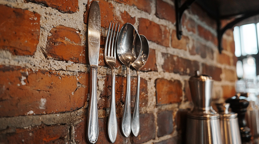 stainless spoon and fork